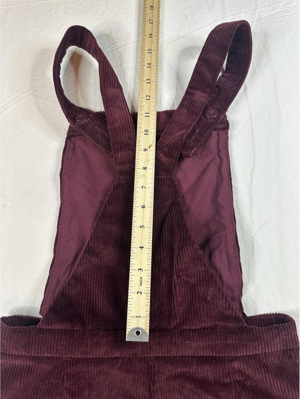 🍷 Vintage Corduroy Overalls Burgundy Wide Leg Jumpsuit S Xhilaration Wide-Leg - Picture 14 of 16
